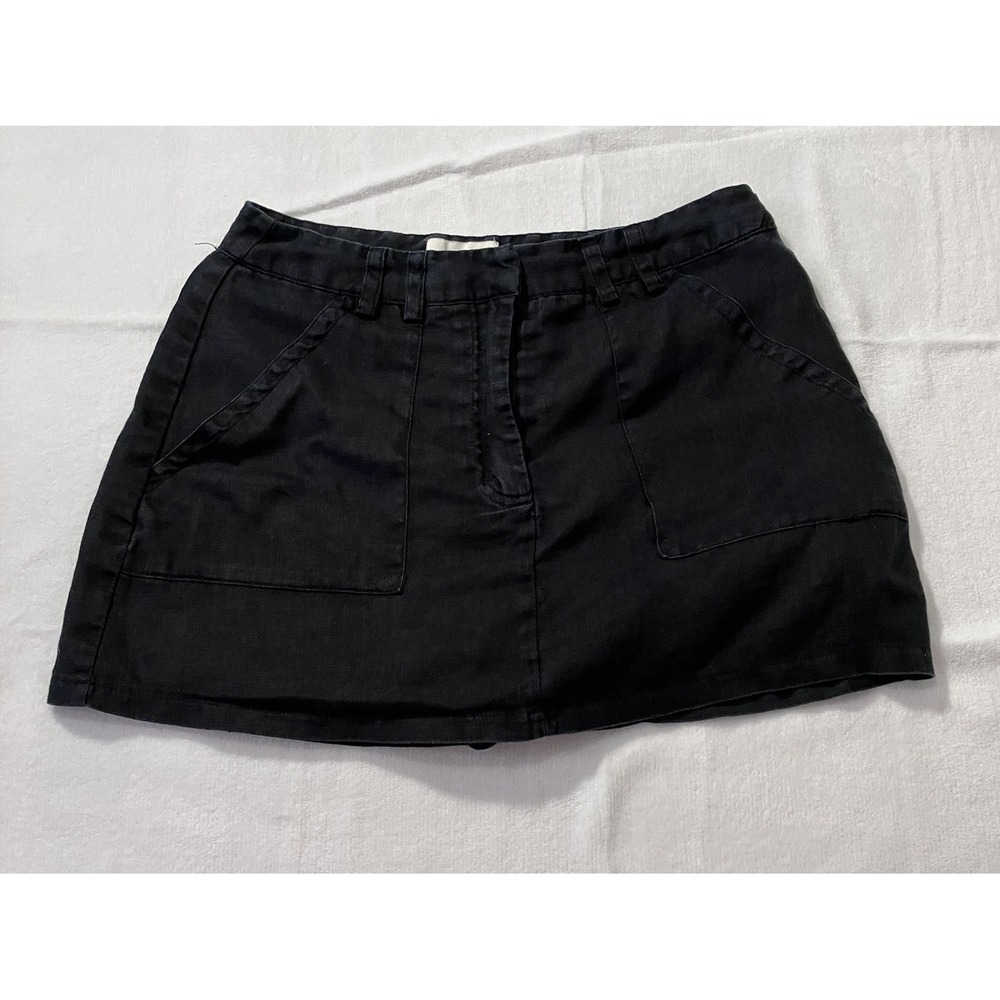 DISSH Dimitra Black 100% Linen Cargo Mini Skort Women's US 8 AU 12 Summer Casual